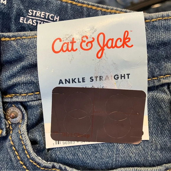 🐱 2 / $15 NWT Cat & Jack Girls High Rise Ankle Straight Stretch Distressed Jeans - Picture 6 of 6